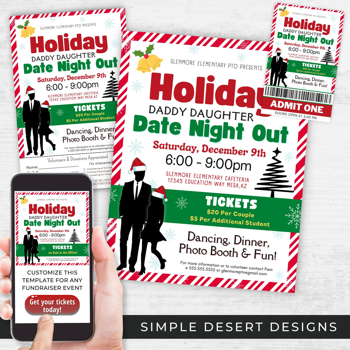 Holiday Daddy Daughter Dance Flyer Bundle - Simple Desert Designs