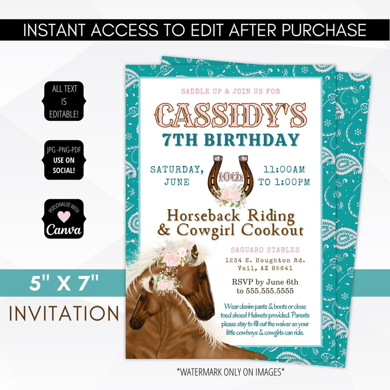 cowgirl horse theme party set