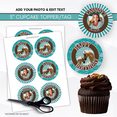 cowgirl birthday party invitation suite