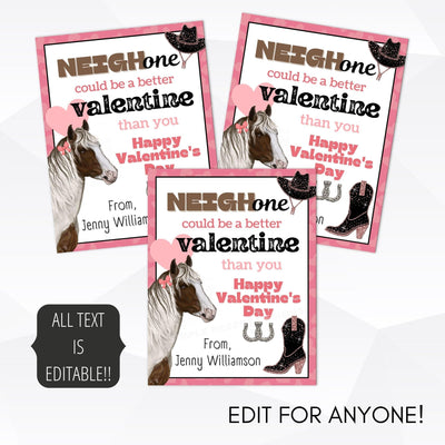 Horse themed valentines for kids classroom party