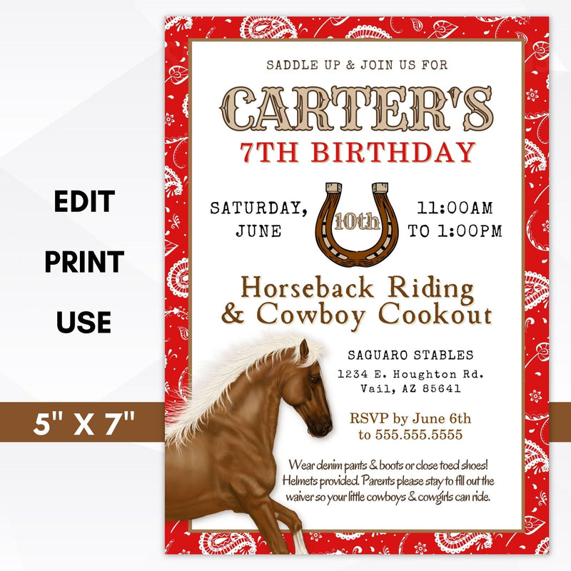 Horseback riding party invitation
