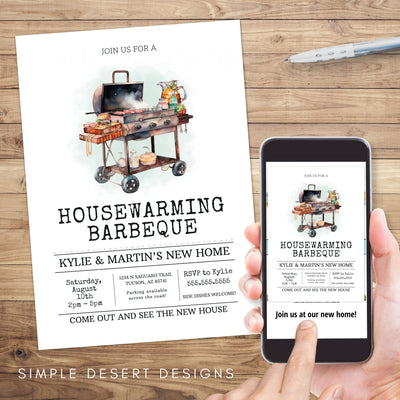barbeque housewarming party invitation printed and digital evite