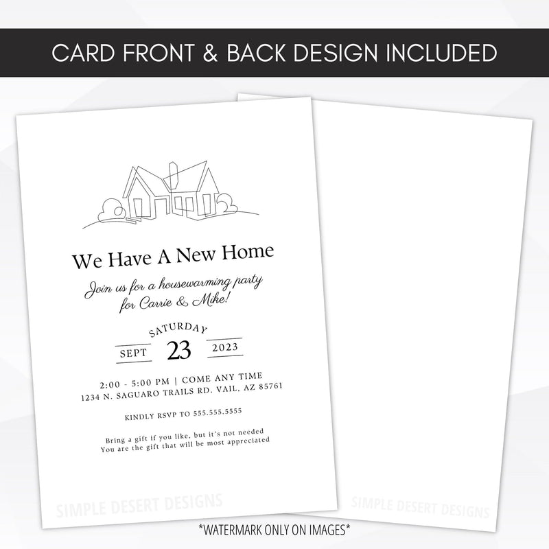 black and white housewarming party invitation