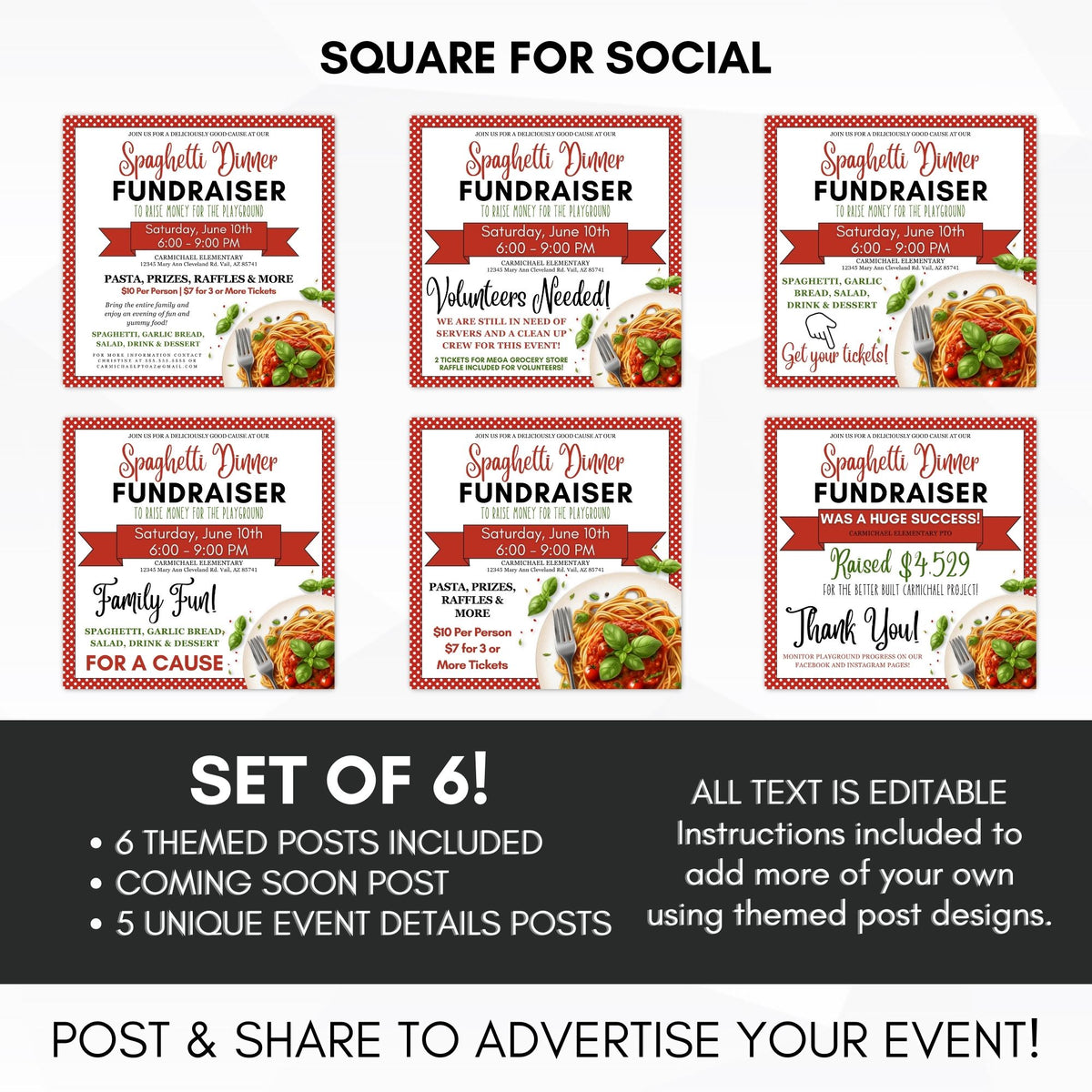 Spaghetti Fundraiser Flyer & Ticket Set - Simple Desert Designs