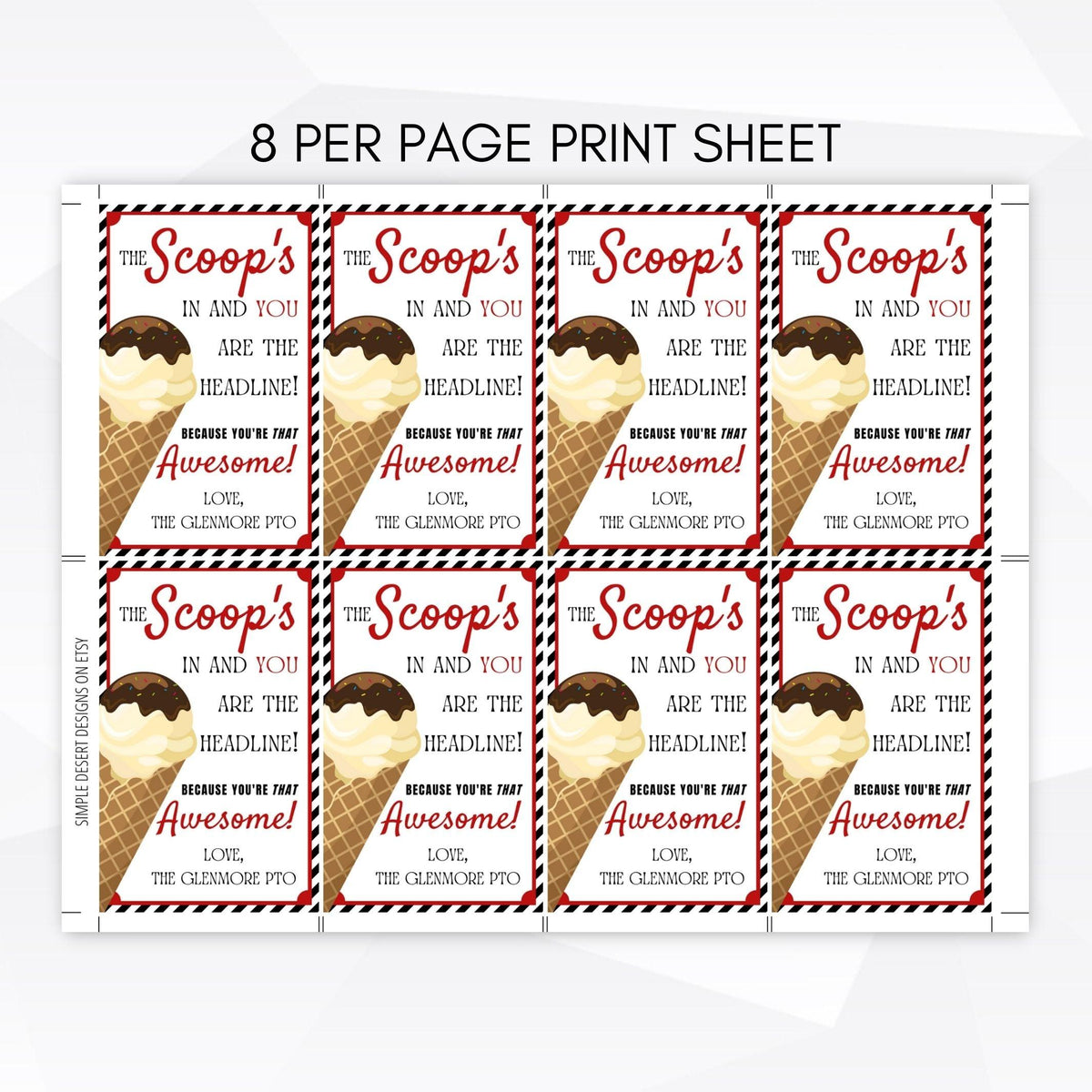 Ice Cream Appreciation Gift Tag – Simple Desert Designs