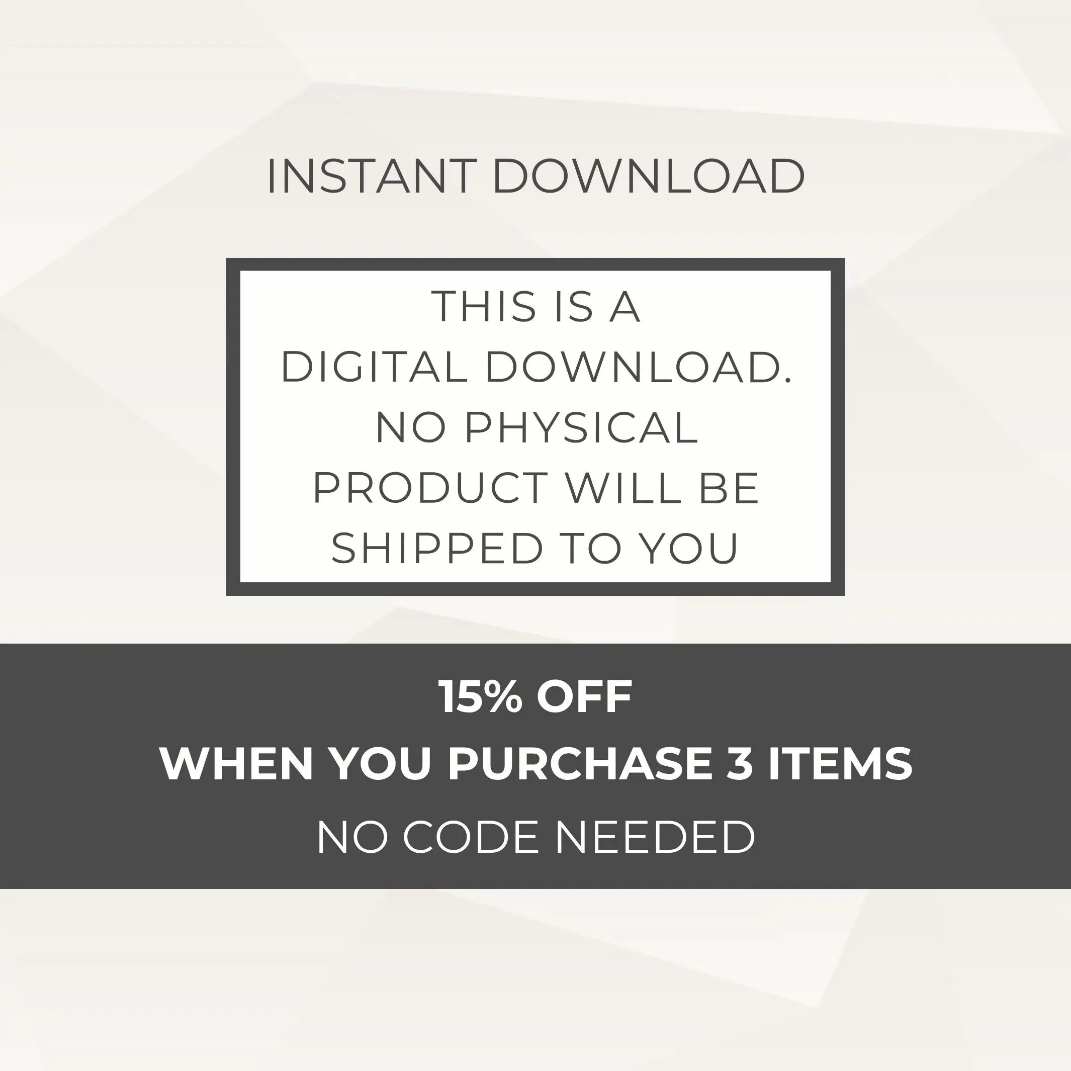 Text overlay on a light background with promotional information about digital downloads and discounts.