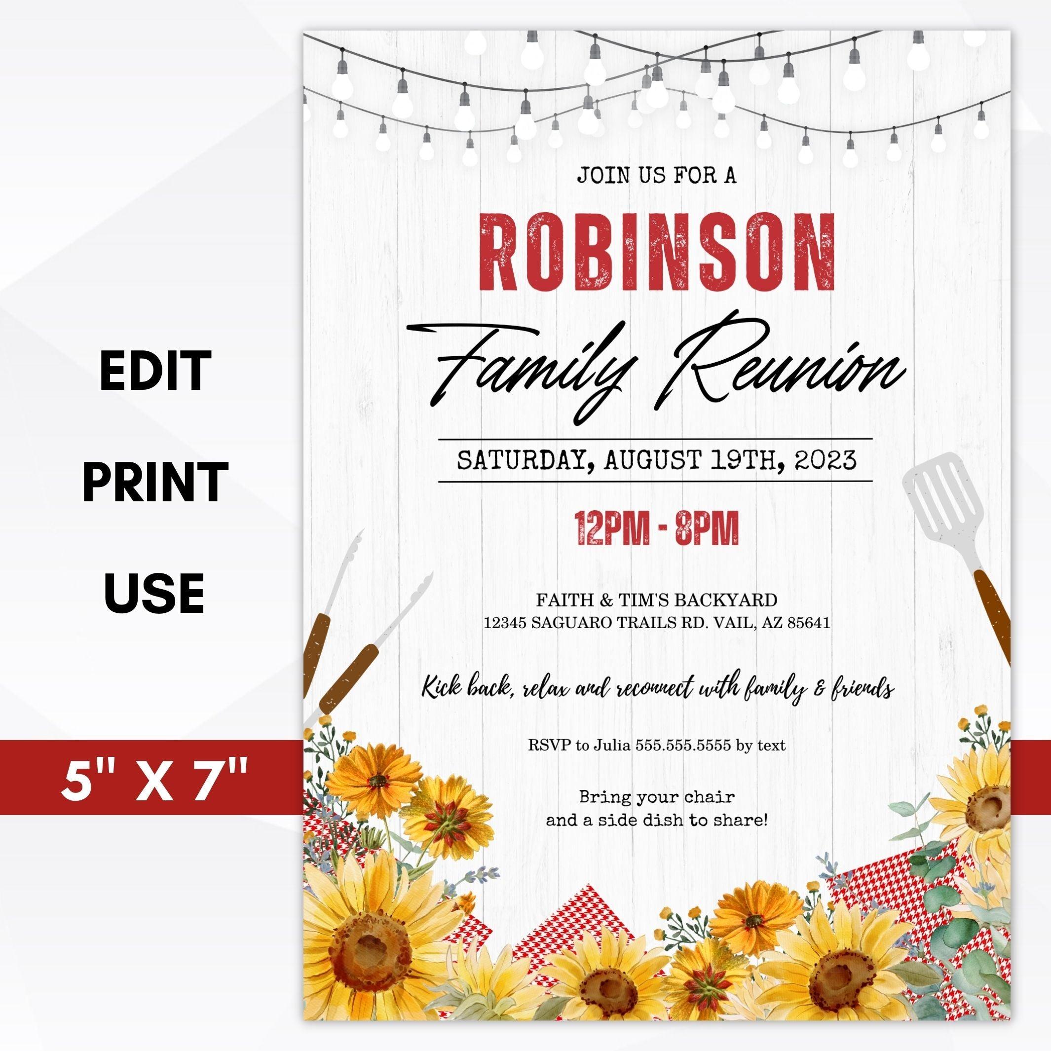 Invitation Family Reunion Bbq Simple Desert Designs