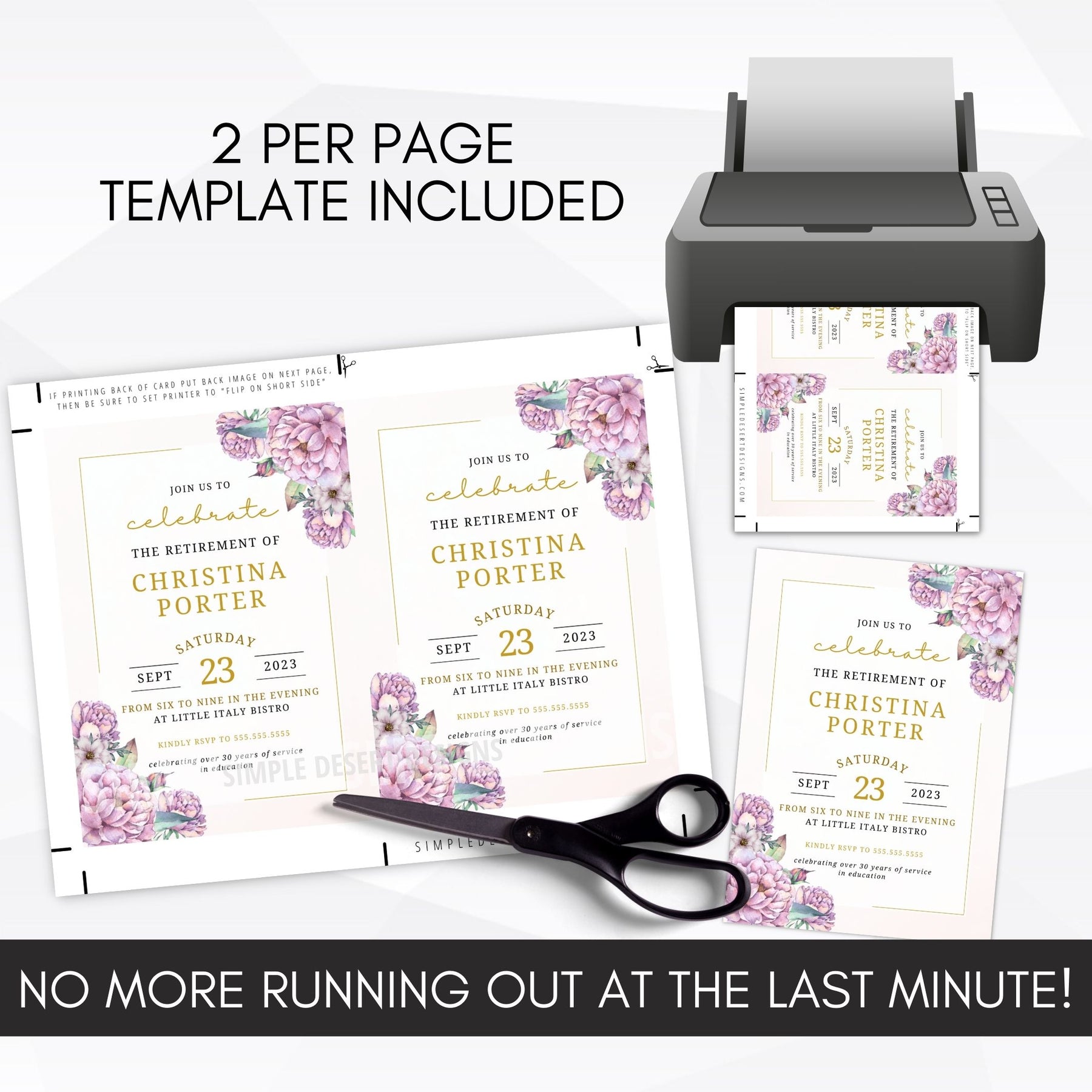 Feminine Retirement Party Invitation – Simple Desert Designs