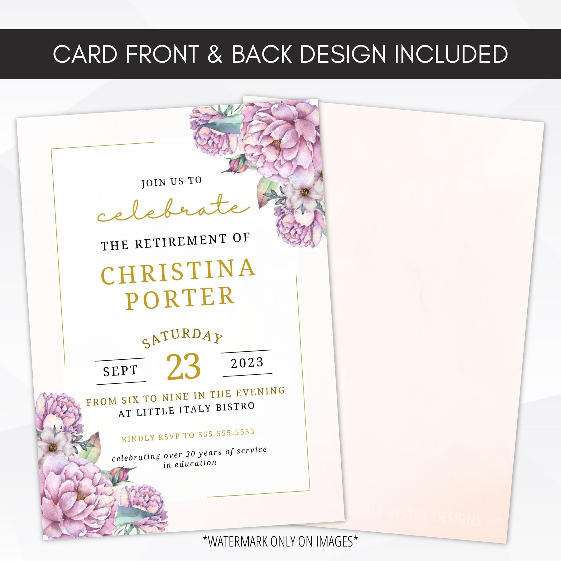 Feminine Retirement Party Invitation – Simple Desert Designs