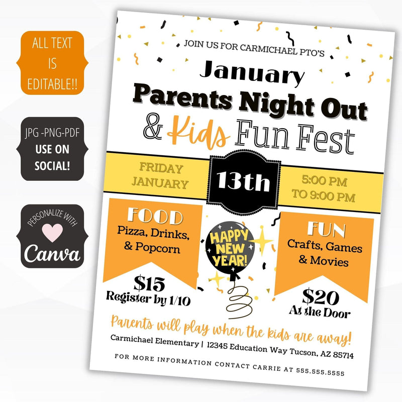parents night out invitation flyer