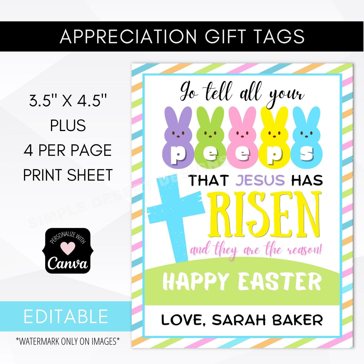 Easter Tag Template for Church & Teachers - Simple Desert Designs