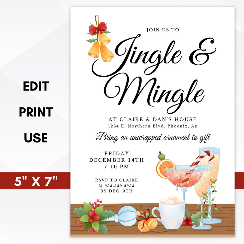 jingle and mingle christmas invitation
