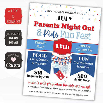 summer parents night out invite