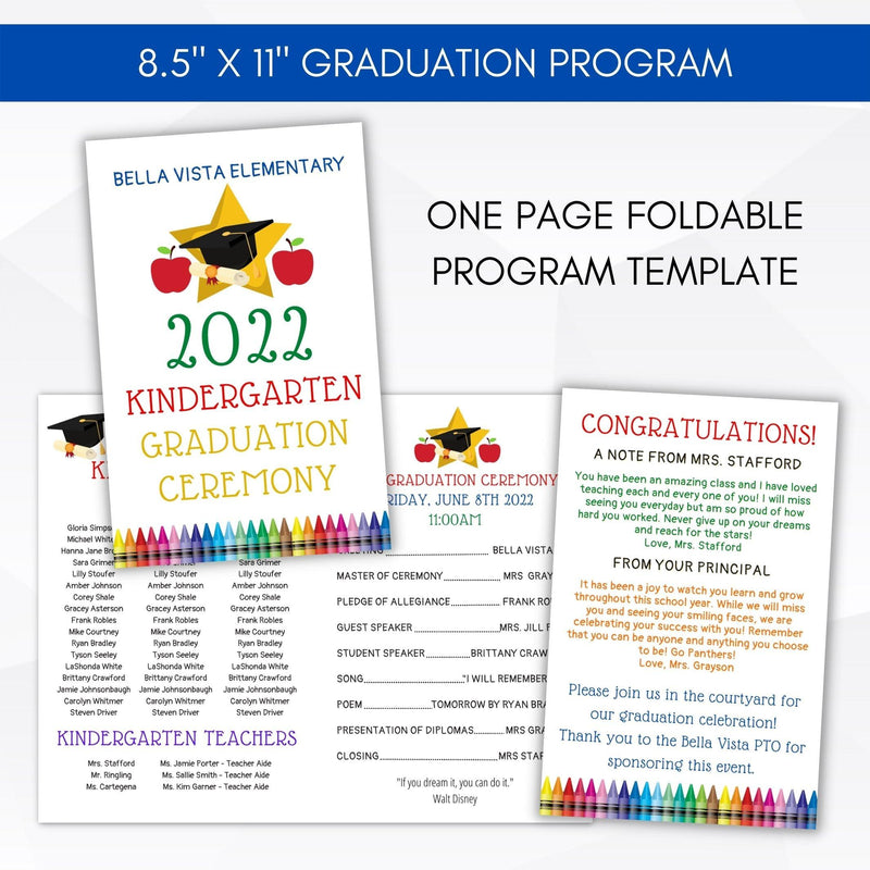 editable graduation ceremony program editable printable elementary pre k folded
