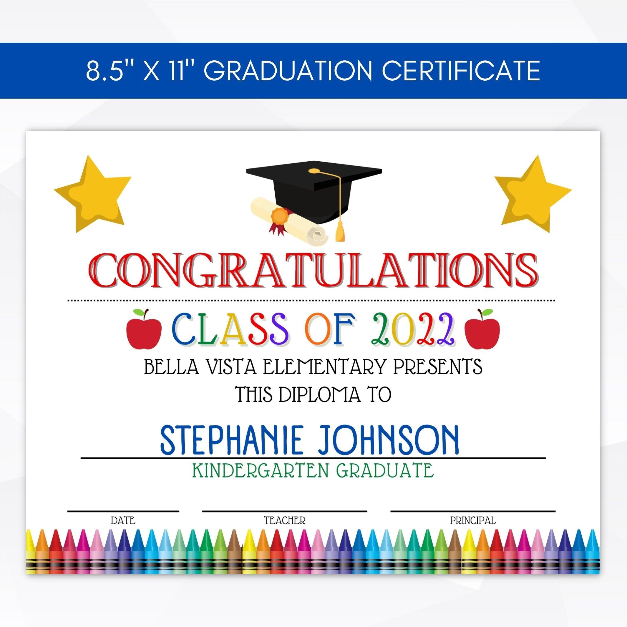 preschool kindergarten elementary graduation ceremony classroom grad diploma certificate template