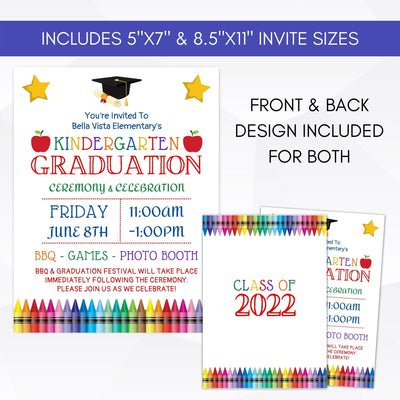 5x7 full page preschool kindergarten school classroom graduation invitation template