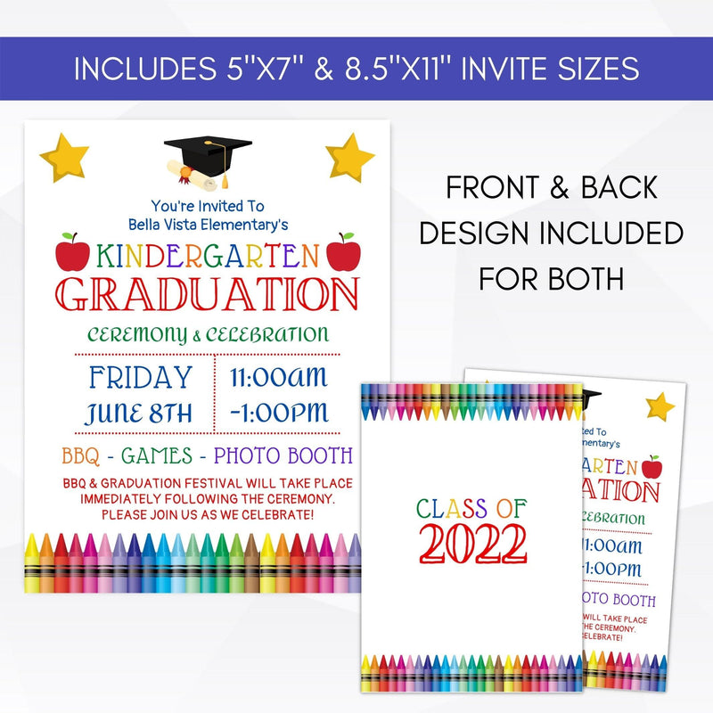 5x7 full page preschool kindergarten school classroom graduation invitation template