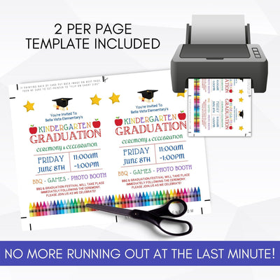 editable printable kindergarten preschool daycare graduation invite any grade template