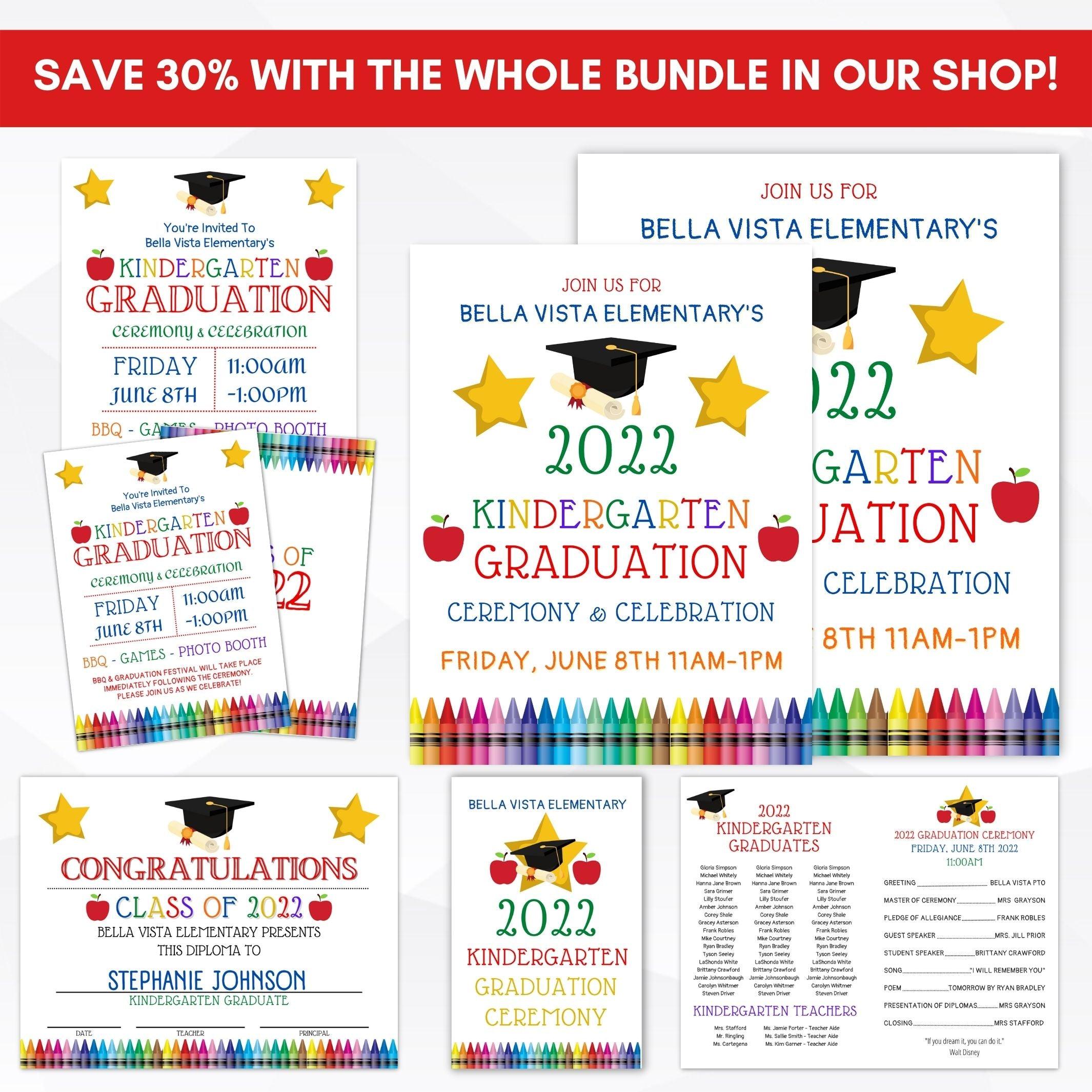 school pto pta ptc graduation ceremony invitation sign program certificate diploma bundle