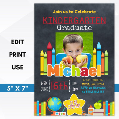 Kindergarten Graduation Invite Photo – Simple Desert Designs
