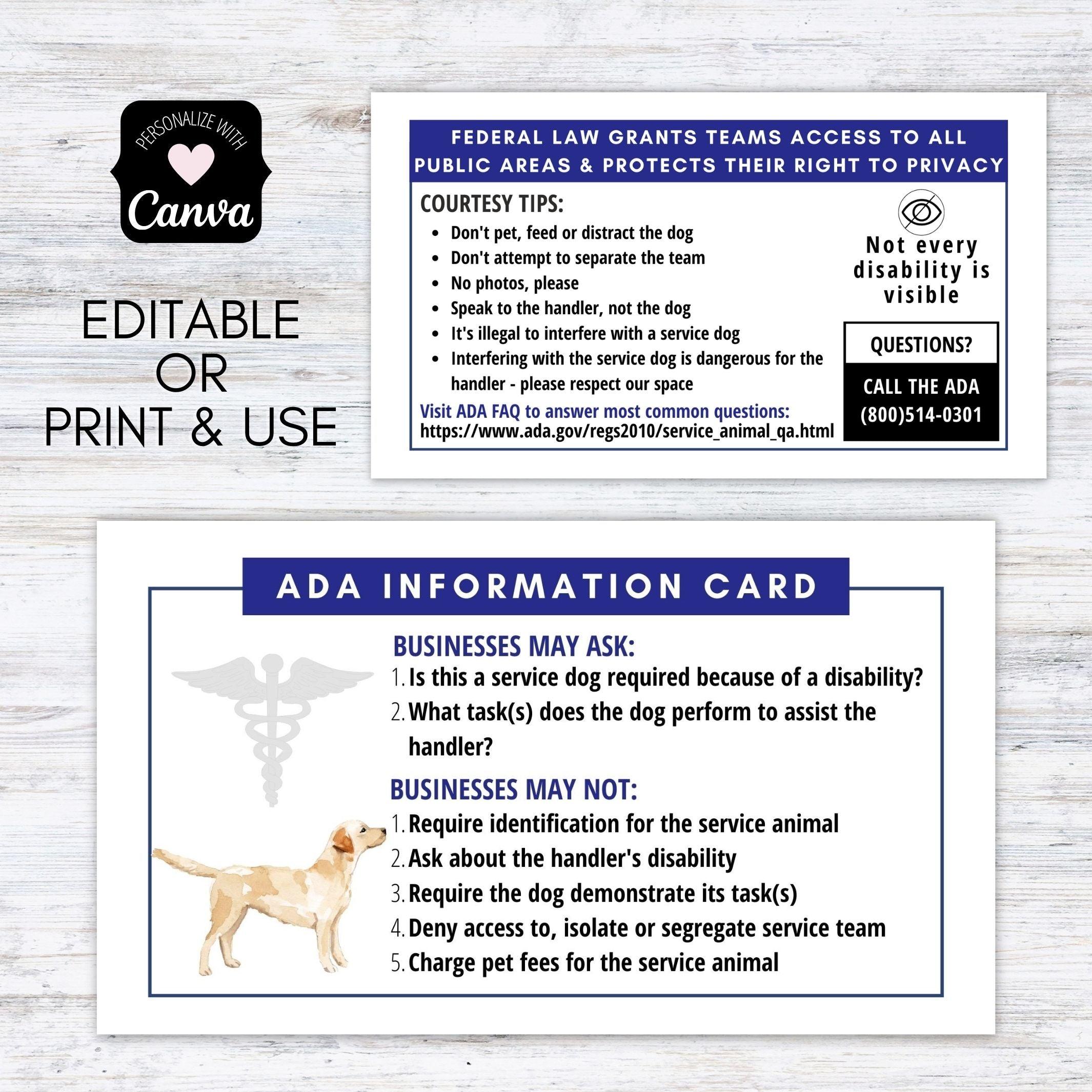 editable custom printable ADA law cards