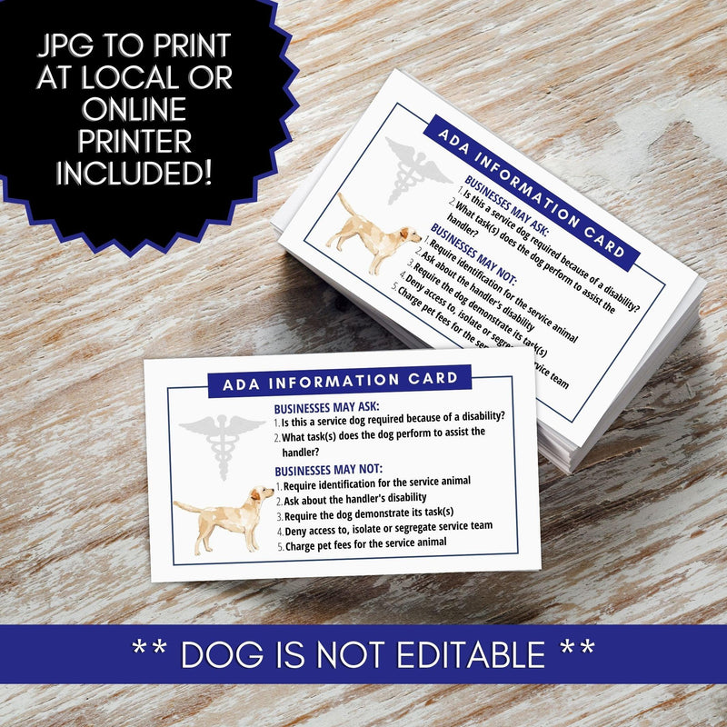 PTSD emotional support dog etiquette card
