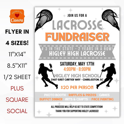 lacrosse team banquet lacrosse invite for school athletic fundraising event