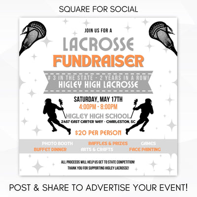 lacrosse fundraiser poster set social media template invitation