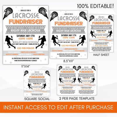 lacrosse charity fundraiser party flyer bundle