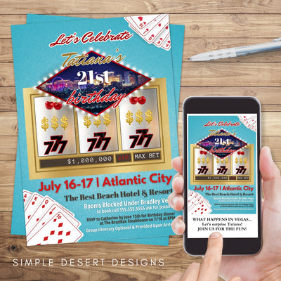 fun casino theme party invitation for bachelor bachelorette or birthday party