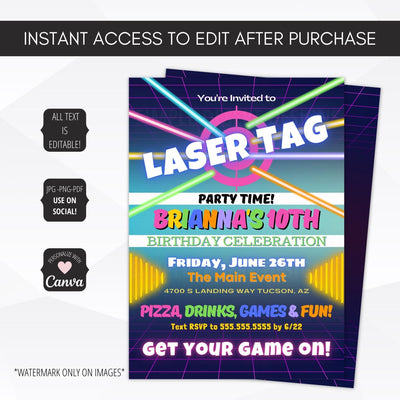 laser tag birthday invite