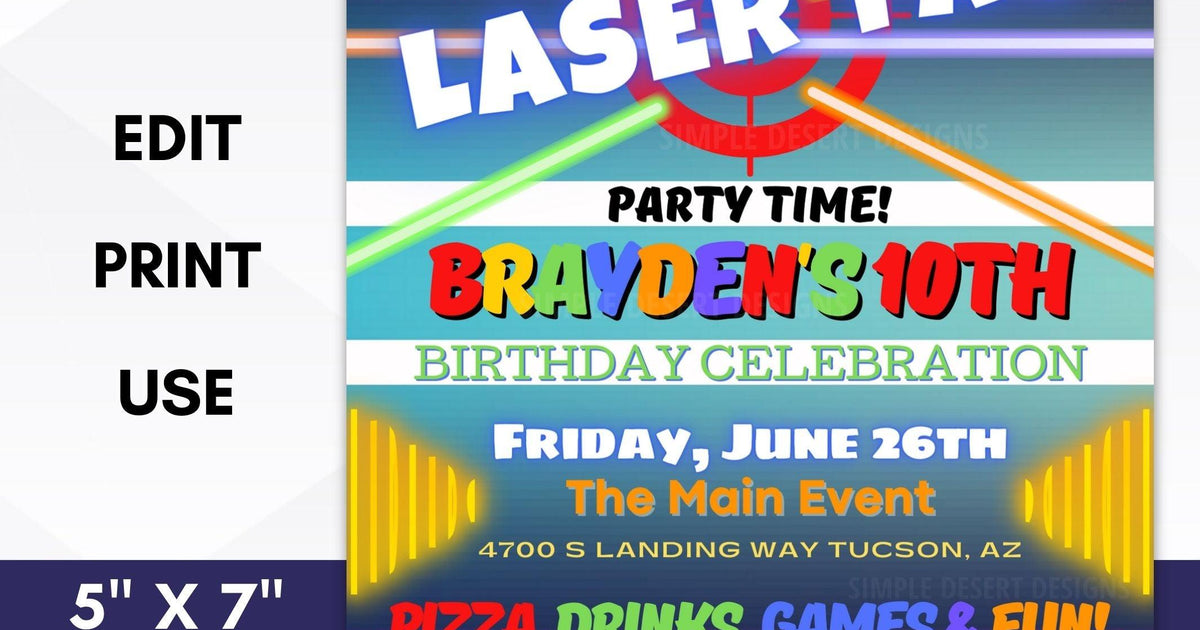 laser quest party invite template