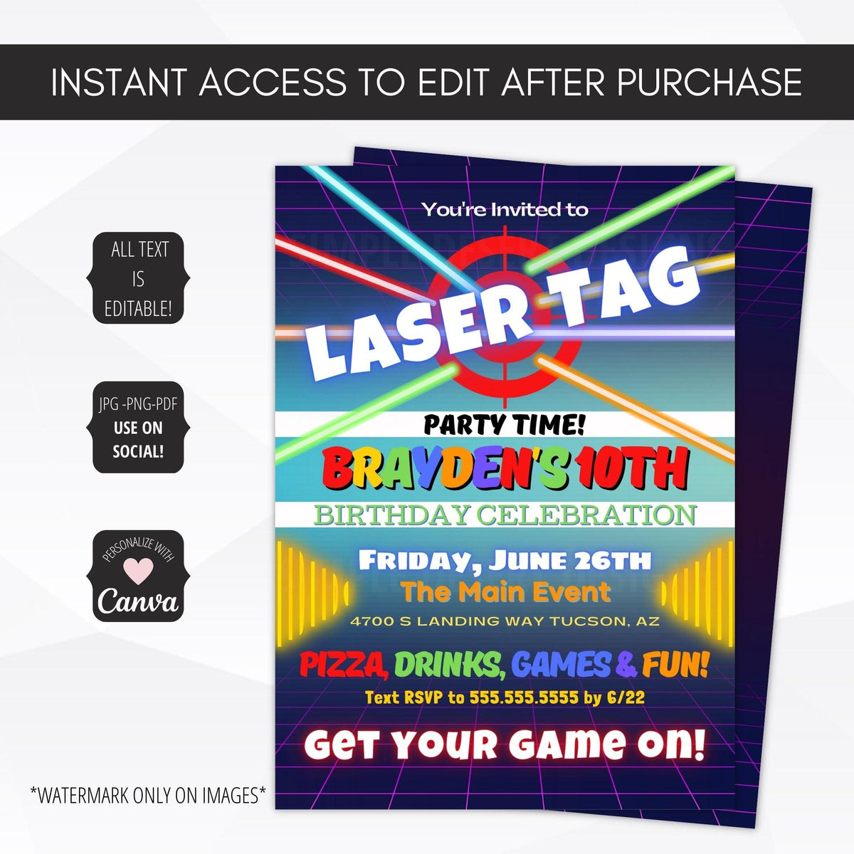 laser quest party invite template
