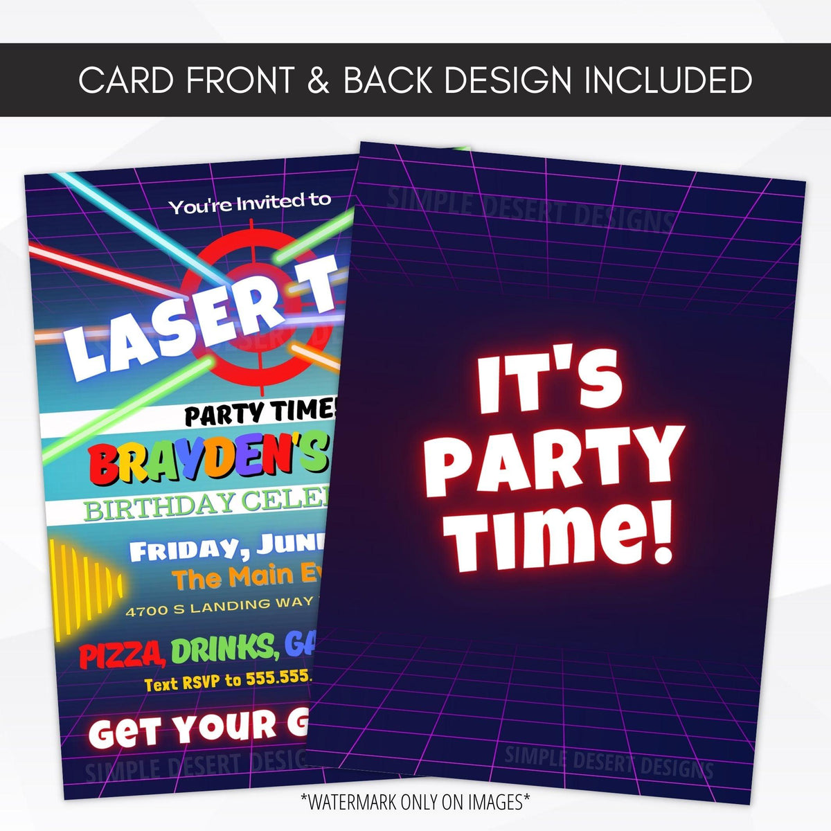 Laser Tag Invitation Template - Simple Desert Designs
