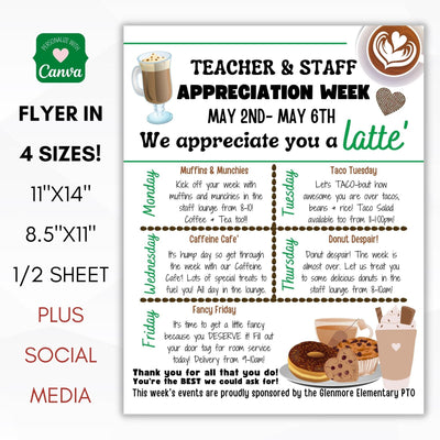 editable teacher appreciation week flyer sign set