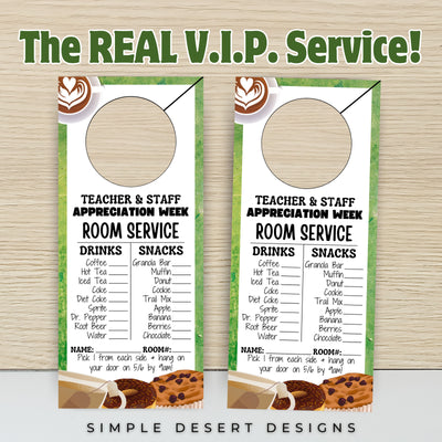 coffeee theme appreciation week door hangers for room service