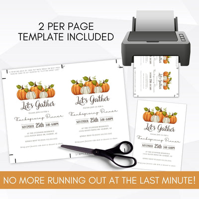 printable let's gather pumpkin invitation