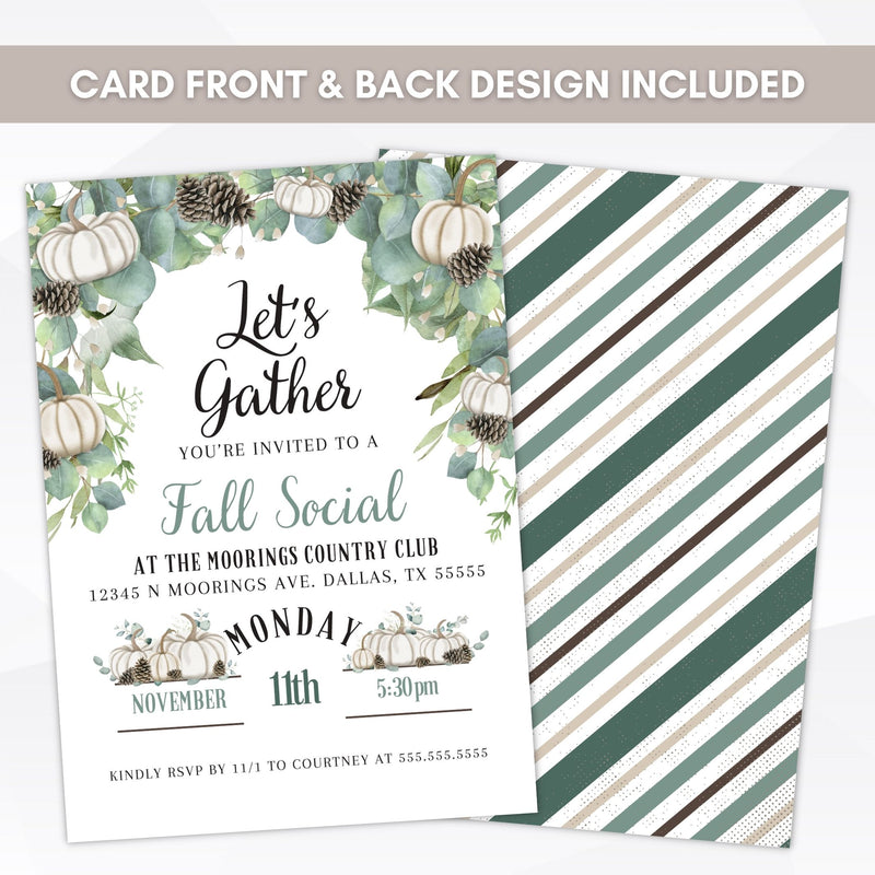 customizable lets gather fall party invitation