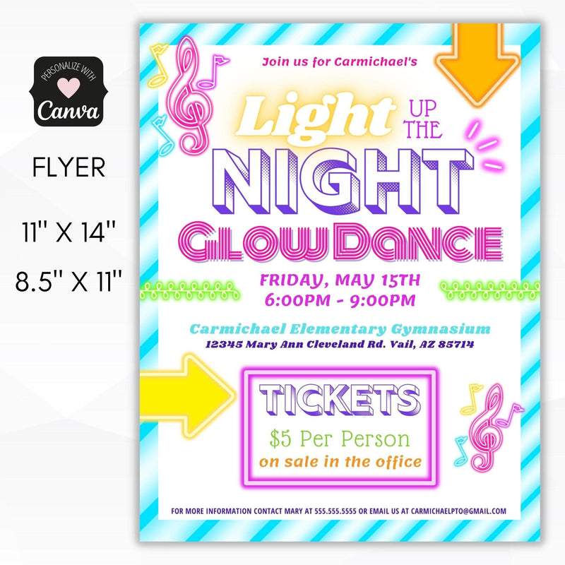 Glow dance party flyer set