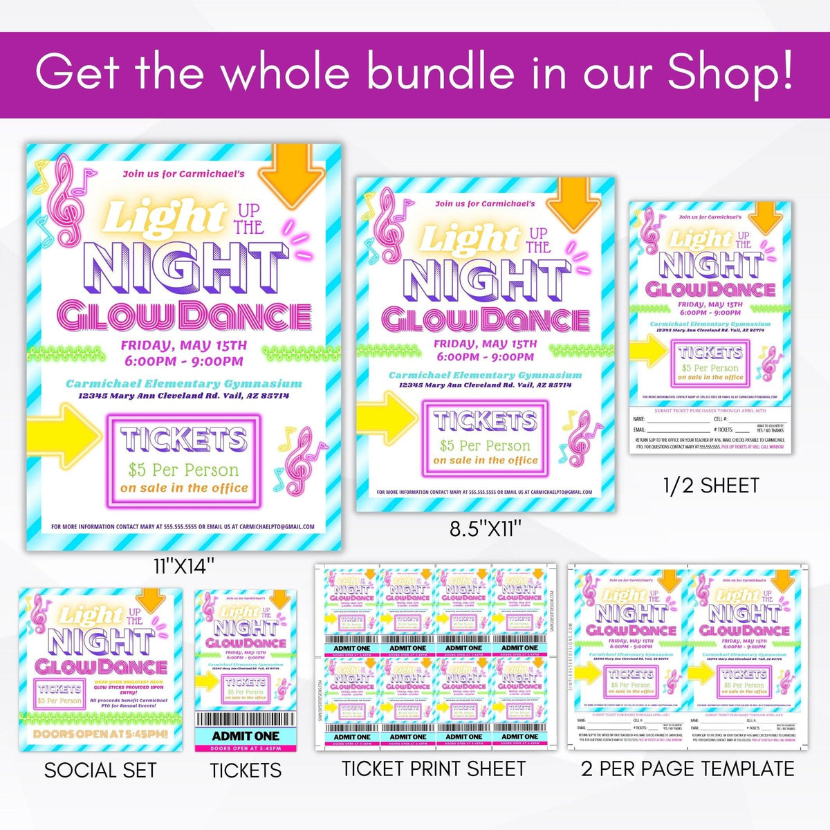 Light Up Glow Dance Party Invitation Template - Simple Desert Designs