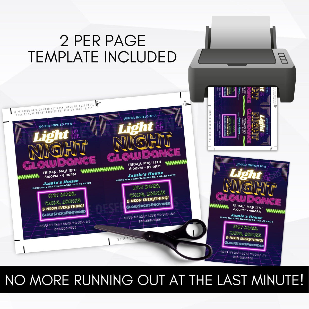 Glow Dance Party Invitation Template - Simple Desert Designs