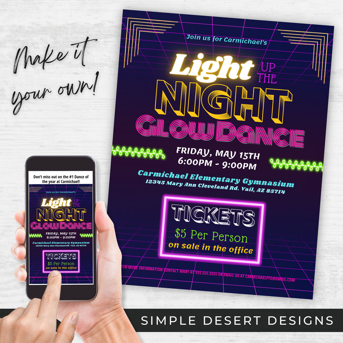 Glow Dance Flyer Template - Simple Desert Designs