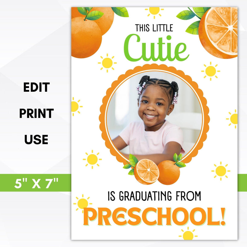 little cutie daycare preschool kindergarten graduation party invitation printable editable photo invite template
