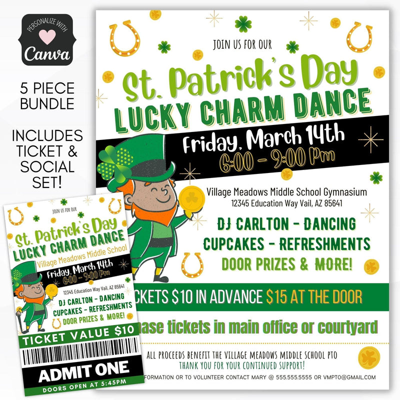 lucky charm dance flyer ticket bundle