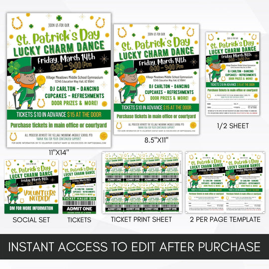 Lucky Charm Dance Flyer Ticket Bundle | Simple Desert Designs