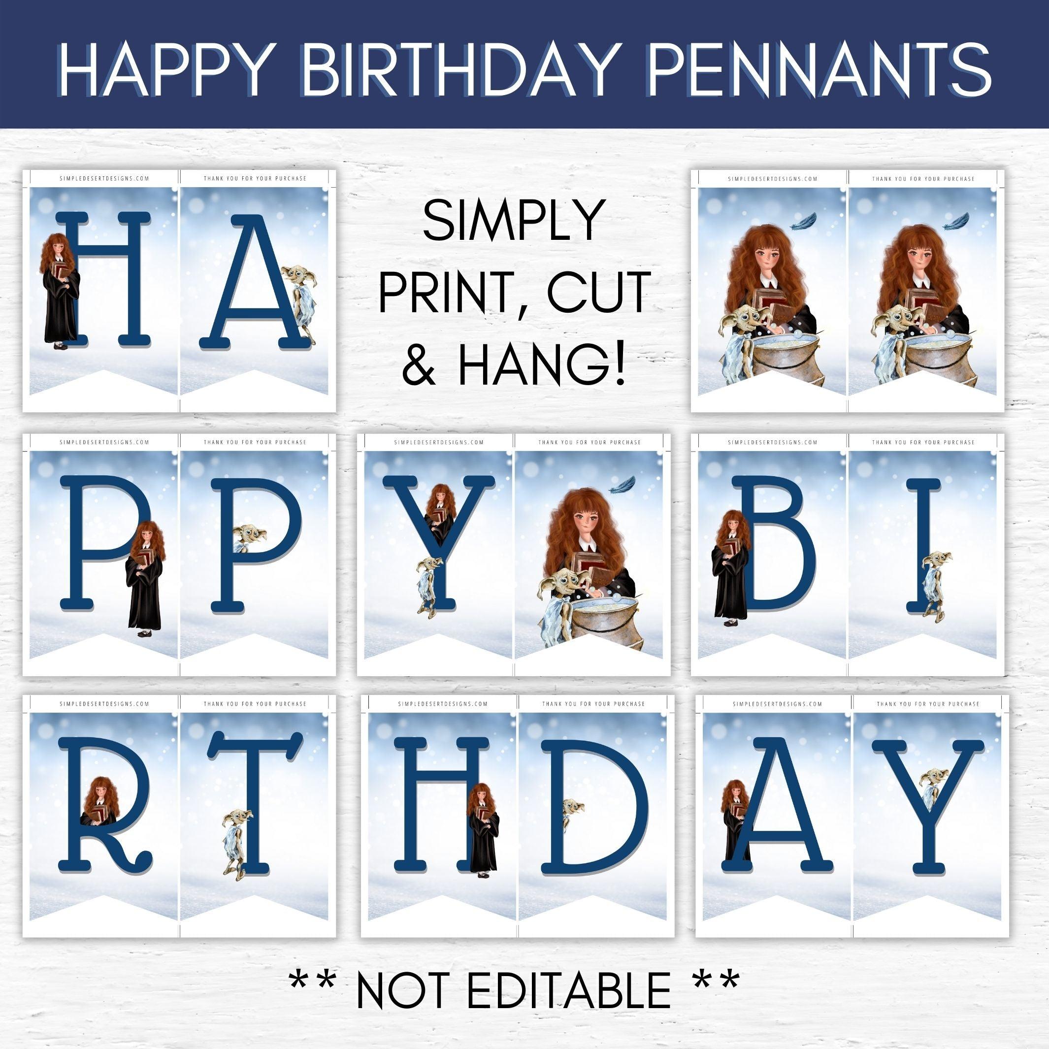 create an amazing and magical photo backdrop with this diy cute witch themed happy birthday banner. Just cut out the pennants and string together however you like to make her party event more fantastic!