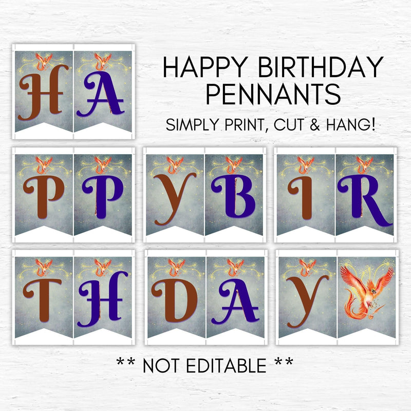 happy birthday sign pennants bunting wizarding