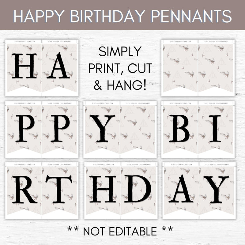 happy birthday sign pennants bunting wizarding