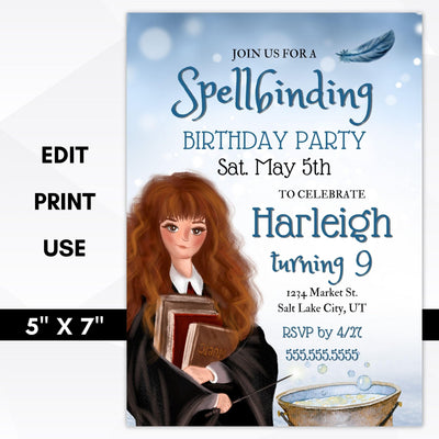 wizard school themed birthday invitation template