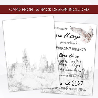 editable magic invitation college high school senior graduation witch wizard magic themed